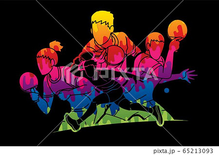 Group of Ping Pong players, Table Tennis players action cartoon sport graphic vector. Group of Ping Pong players, Table Tennis players action cartoon sport graphic vector. 65213093