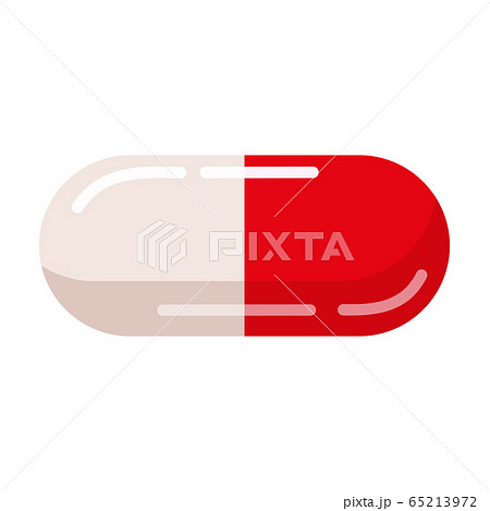 Medical Pill colorfuul white and red template capsules on white background. Mockup packaging design. Vector illustration isolated 65213972