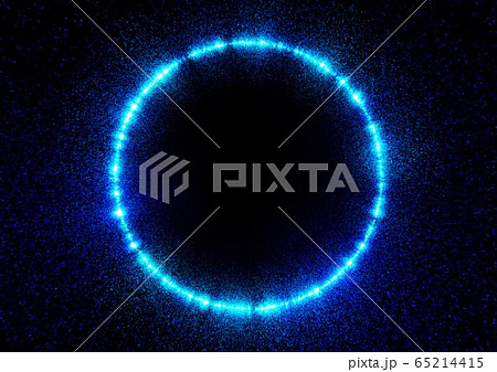 抽象的な青い光線の輪と黒背景 抽象的な青い光線の輪と黒背景 65214415