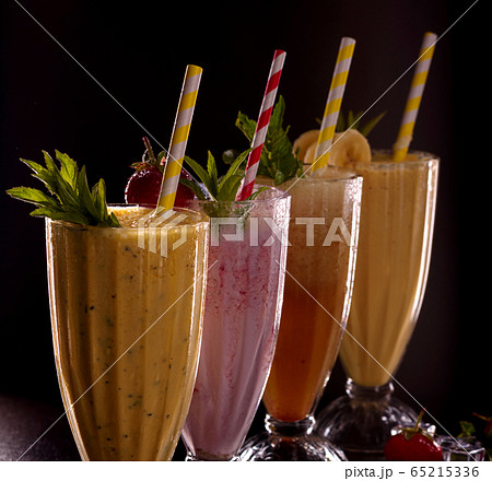 Several glasses with cold refreshing fries 65215336