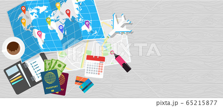 Diary for travel planning. World tour poster. Flat vector illustration. 65215877