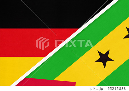 Germany vs Saint Thomas and Prince, symbol of two flags. Germany vs Saint Thomas and Prince, symbol of two flags. 65215888