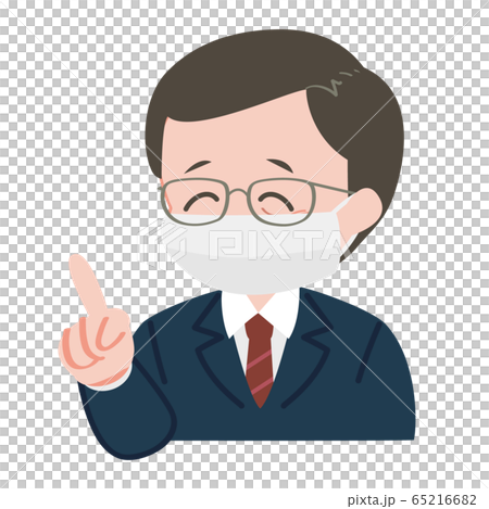 中年のサラリーマン　アドバイス　笑う　マスク 65216682