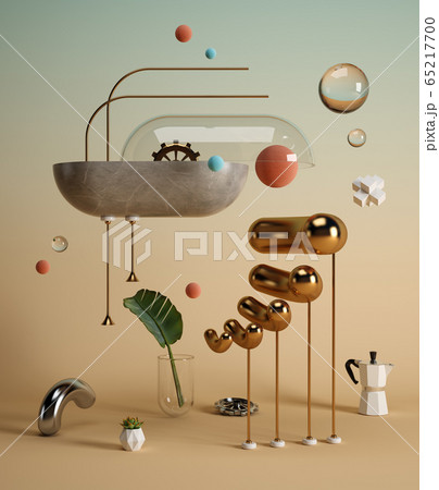 Abstract surrealism shrimp shape art 3D rendering 65217700