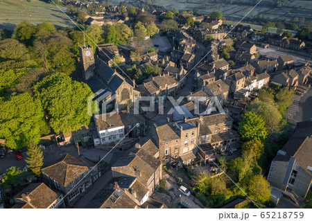 Haworth, Keighley, West Yorkshire, UK, 05,06,2020. An aerial Shot of Haworth main street, near Keighley, West Yorkshire home of the Bronte Sisters Haworth, Keighley, West Yorkshire, UK, 05,06,2020. An aerial Shot of Haworth main street, near Keighley, West Yorkshire home of the Bronte Sisters 65218759
