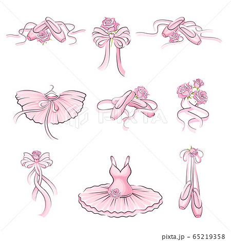 Ballet Accessories With Tutu Skirt And Pair Of のイラスト素材
