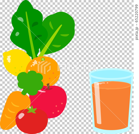 野菜、果物とグラス入りのジュース 65220799