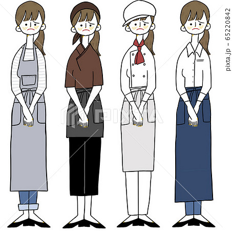 女性 働く 制服 レストラン カフェのイラスト素材