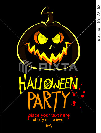Cartoon illustration of a Jack-o-Lantern pumpkin silhouette. Poster or invitation for poster 65222268