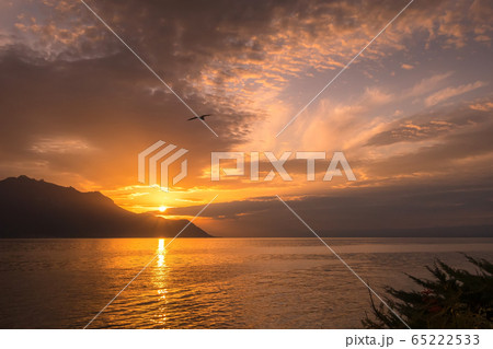 Montreux and Lake Geneva, Switzerland, sunset Montreux and Lake Geneva, Switzerland, sunset 65222533