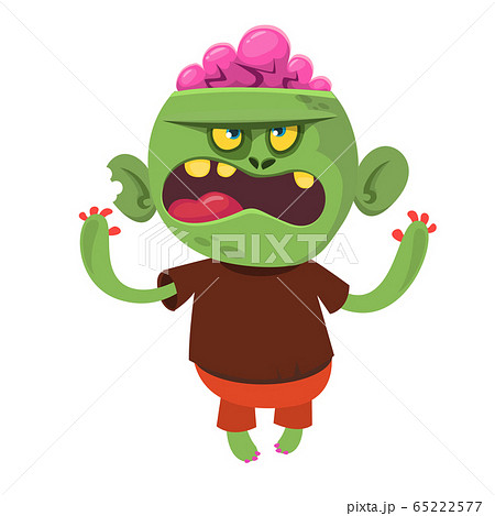 Cartoon funny green zombie. Halloween vector illustration of zombie character Cartoon funny green zombie. Halloween vector illustration of zombie character 65222577