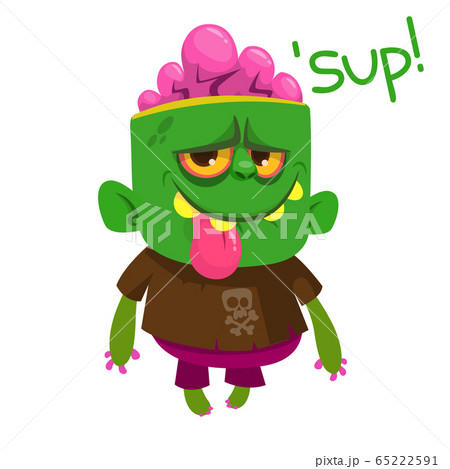 Cartoon scary zombie. Halloween vector 65222591
