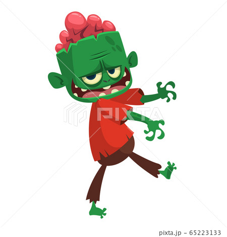 Cartoon funny green zombie. Halloween vector illustration 65223133
