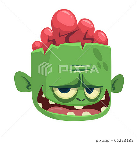 Cartoon funny green zombie. Halloween vector illustration 65223135