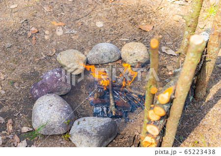 ブッシュクラフト素材　焚き火 65223438