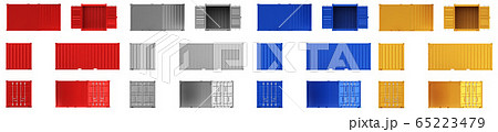 A high quality image of 20ft shipping containers on a white background. A high quality image of 20ft shipping containers on a white background. 65223479
