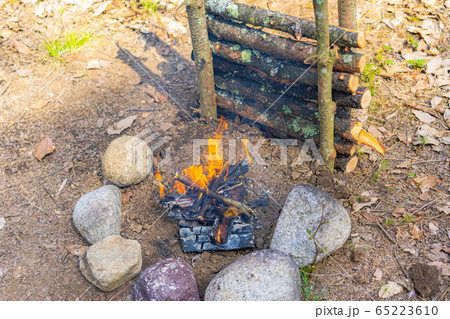 ブッシュクラフト素材　焚き火 65223610