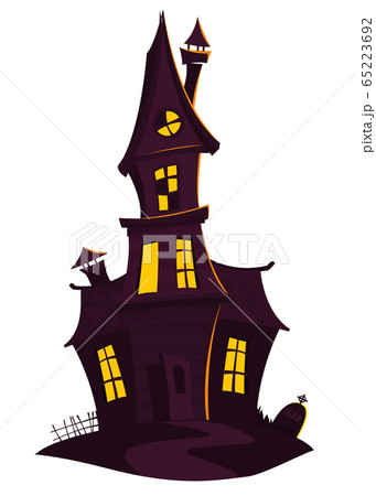 Halloween Background with haunted house. Cartoon illustration 65223692