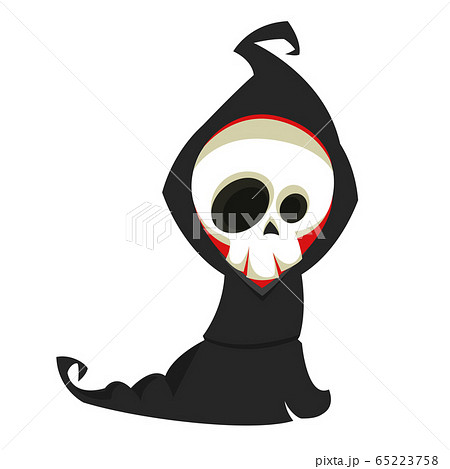 Angry cartoon grim reaper flying. Halloween death character illustration 65223758