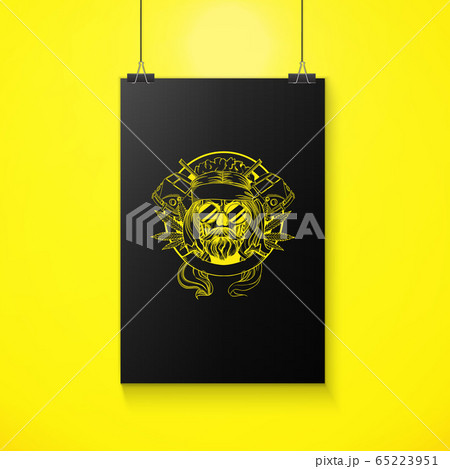 Hand drawn sketch, hippie skull 65223951