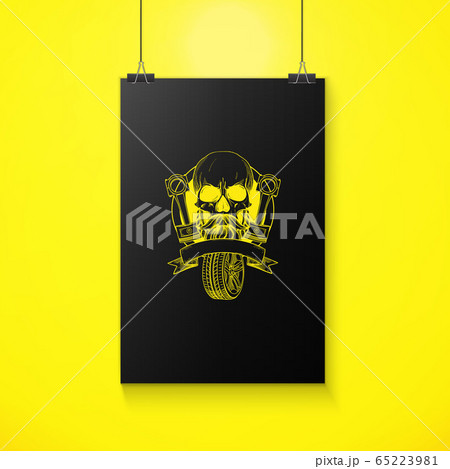Hand drawn sketch with skull with piston Hand drawn sketch with skull with piston 65223981