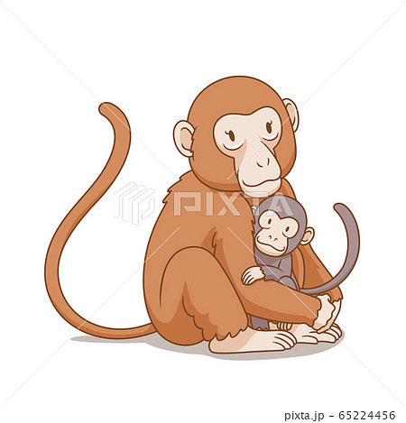 Cartoon illustration of mother monkey hug the... - Stock Illustration  [65224456] - PIXTA