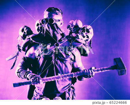 Nuclear post-apocalypse creature brandishing ax 65224666