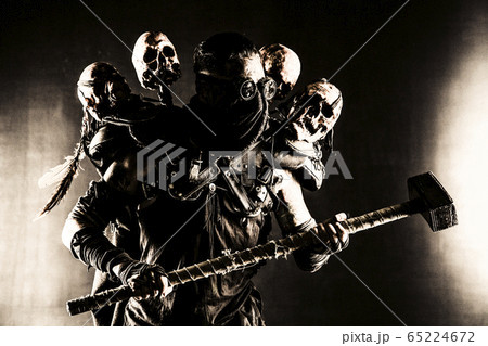 Nuclear post-apocalypse creature brandishing ax 65224672