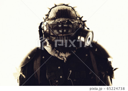 Portrait of post apocalyptic survivor in gas mask Portrait of post apocalyptic survivor in gas mask 65224738