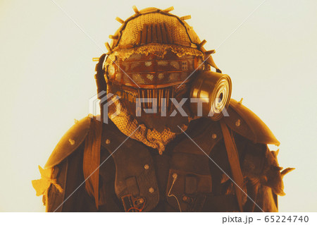 Portrait of post apocalyptic survivor in gas mask Portrait of post apocalyptic survivor in gas mask 65224740
