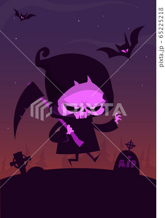 Cute cartoon grim reaper. Halloween vector Cute cartoon grim reaper. Halloween vector 65225218