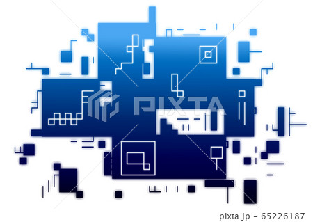 サイバー空間イメージ 壁紙 青 パターン 素材 のイラスト素材