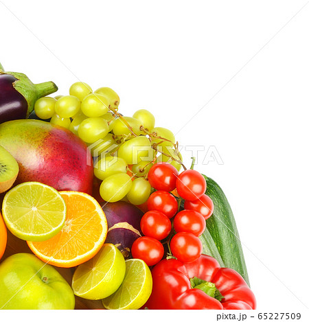 Assortment of fruits and vegetables isolated on Assortment of fruits and vegetables isolated on 65227509