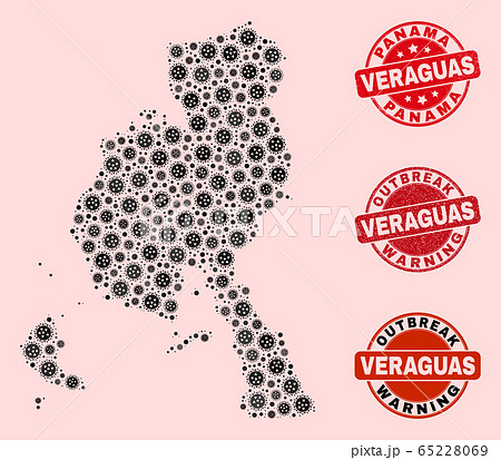 Virus Collage of Mosaic Veraguas Province Map and Textured Seals 65228069