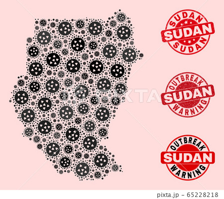 Virus Composition of Mosaic Sudan Map and Grunge Seals 65228218