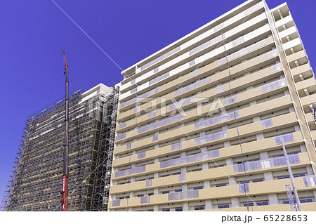 完成間近の集合住宅　岡山県岡山市 65228653