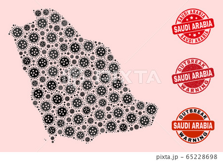 Outbreak Composition of Mosaic Saudi Arabia Map and Grunge Seals Outbreak Composition of Mosaic Saudi Arabia Map and Grunge Seals 65228698