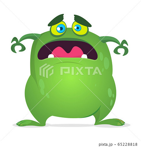 Scary cartoon monster. Vector green monster Scary cartoon monster. Vector green monster 65228818