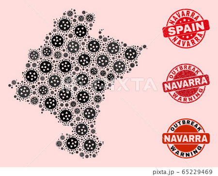 Flu Virus Composition of Mosaic Navarra Province Map and Distress Stamps 65229469