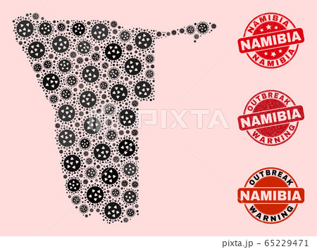 Flu Virus Collage of Mosaic Namibia Map and Scratched Stamps 65229471