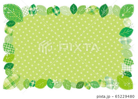葉 新緑 生地風 フレーム 背景 ポストカードのイラスト素材