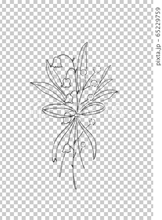 スズランの花束 モノクロのイラスト素材