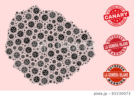 Virus Collage of Mosaic La Gomera Island Map and Distress Stamps Virus Collage of Mosaic La Gomera Island Map and Distress Stamps 65230073
