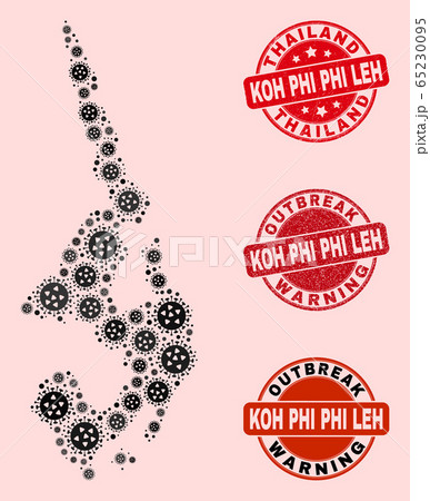 Covid Lockdown Composition of Mosaic Koh Phi Leh Map and Distress Seal Stamps Covid Lockdown Composition of Mosaic Koh Phi Leh Map and Distress Seal Stamps 65230095