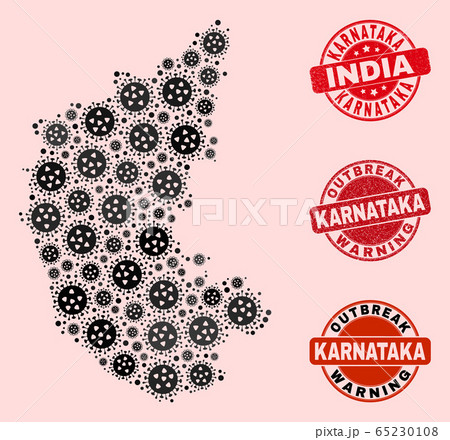 Virus Collage of Mosaic Karnataka State Map and Grunge Seals Virus Collage of Mosaic Karnataka State Map and Grunge Seals 65230108