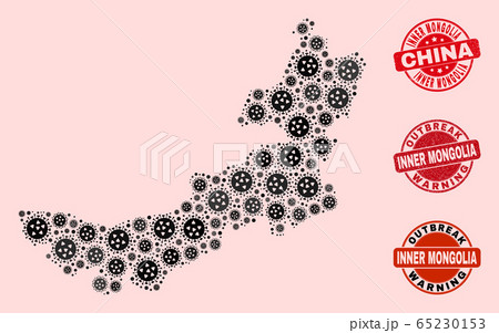 Flu Virus Composition of Mosaic Inner Mongolia Map and Grunge Seals Flu Virus Composition of Mosaic Inner Mongolia Map and Grunge Seals 65230153