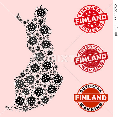 Outbreak Composition of Mosaic Finland Map and Grunge Seal Stamps 65230752