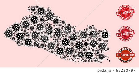 Outbreak Collage of Mosaic El Salvador Map and Scratched Seals 65230797