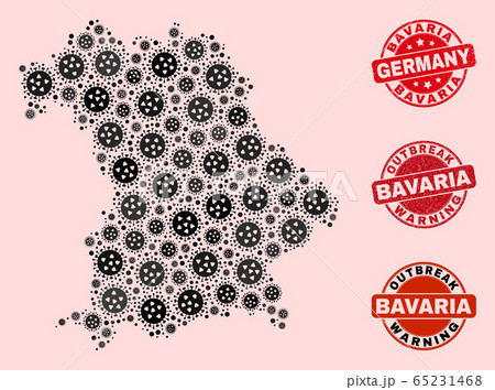 Outbreak Composition of Mosaic Bavaria Land Map and Scratched Stamps 65231468