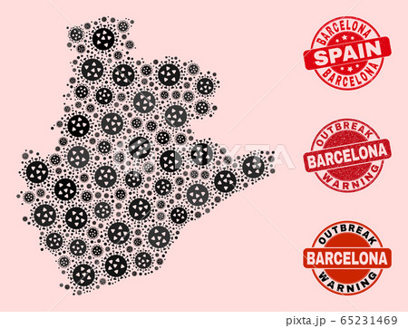 Covid Lockdown Composition of Mosaic Barcelona Province Map and Scratched Stamps Covid Lockdown Composition of Mosaic Barcelona Province Map and Scratched Stamps 65231469